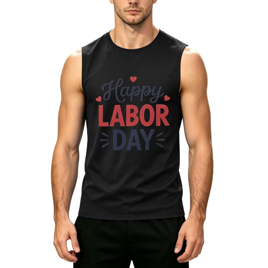 Men's Sleeveless Casual Tank Top Muscle Shirt Lightweight Printed Summer Workout Fitness Gym Tee