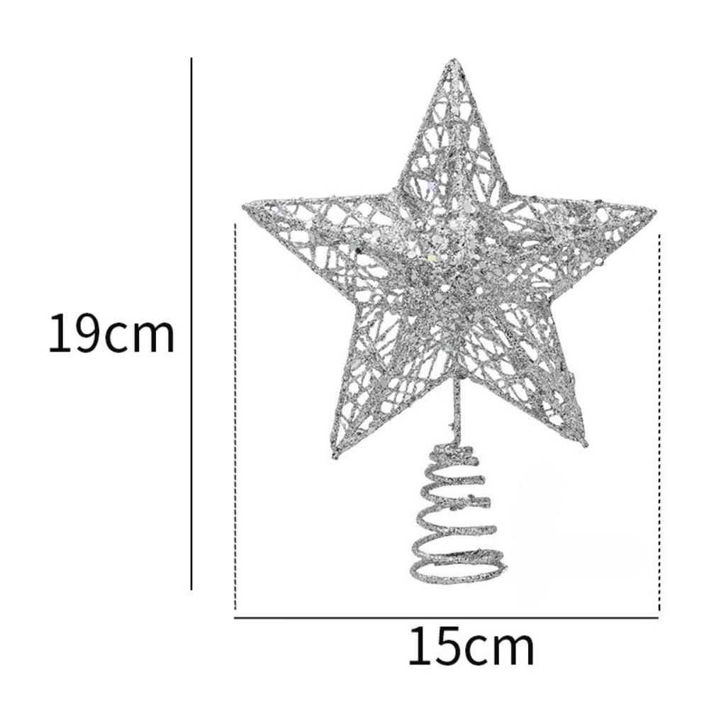 Five Pointed Star Iron Decoration, Tree Top Star Glitter, Vertical Five Pointed Star, Christmas Decoration Supplies