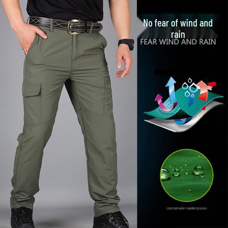 Men's Outdoor Quick-Dry Waterproof Trekking Pants - Casual Multi-Pocket Straight Leg Workwear