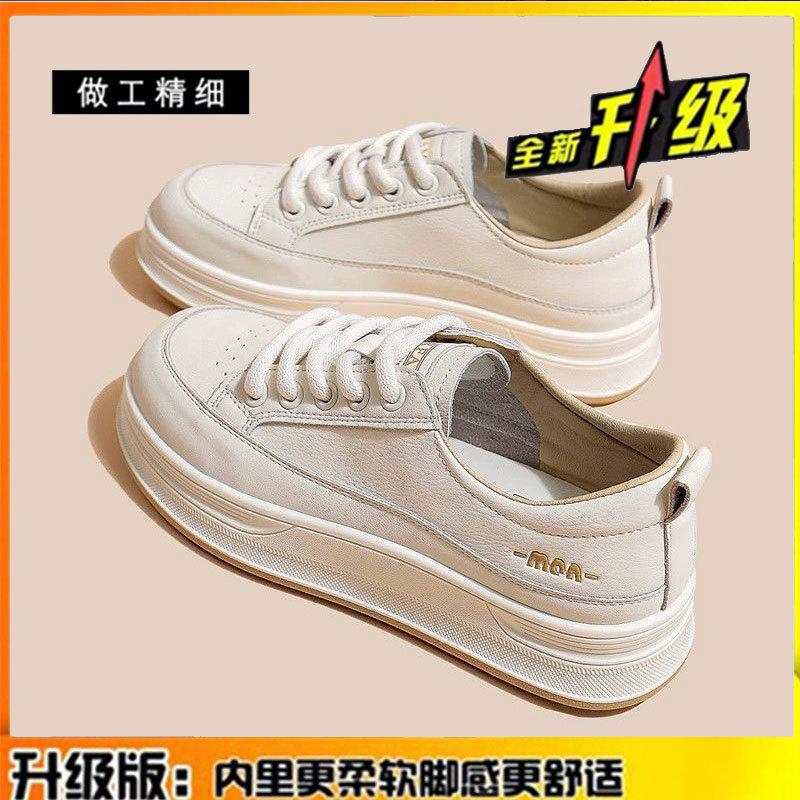 

Первый слой коровьей кожи~ кожаные белые туфли на толстой подошве для детей 2025 года, новые спортивные универсальные повседневные туфли на толстой подошве 40