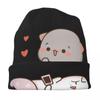 Kawaii Peach And Goma Mochi Drooling Skullies Beanies Hats Cartoon Cat Hip Hop Unisex Cap Warm Dual-use Bonnet Knitting Hats