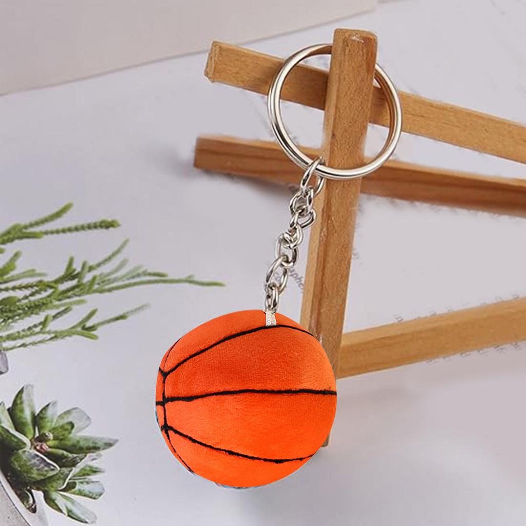 Fashion Plush Football/Basketball Charm Keychains Ornament Unique Women Car Keyring Backpack Handbag Pendant Key Holder