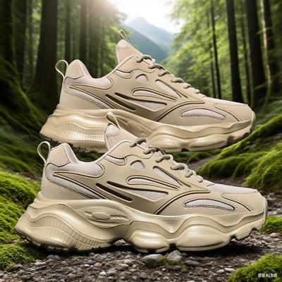 New Soft-sole Sneakers Spring Wear-resistant Men's Shoes Black Thick-sole Casual Shoes Mesh Dad Shoes