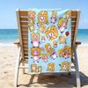 proof beach towel with a Lankybox Foxy and Rocky3 pattern - soft,absorbent,quick-drying,machine washable - perfect for swimming,camping,bathing