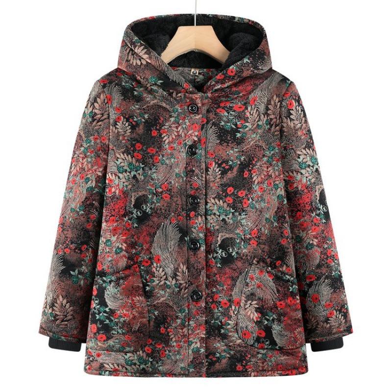 

Одежда для пожилых женщин пожилая женщина пожилые люди стеганая куртка женская пожилая зимняя куртка утолщенная с капюшоном средней длины 5XL [recommended 150-80kg]