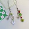 Fashionable Four Leaf Grass Keychain Button Inspired Beaded Charm Hanging Pendant Korean Style Decoration