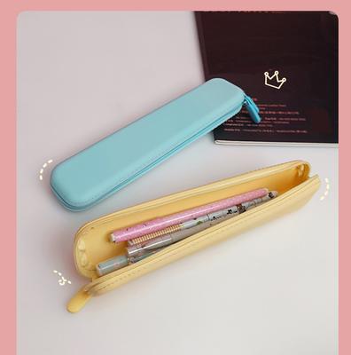 Silicone Pencil Case Compact Student Pencil Bag Simple Color Pen Holder Premium Stationery Storage Bag For Back To School Gift