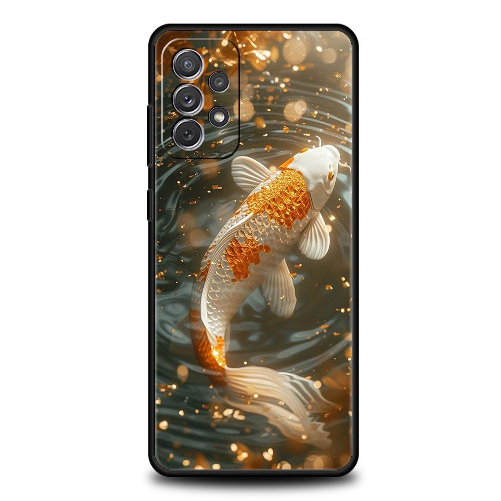 Goldfish Swimming Phone Case for Samsung Galaxy A55 A35 A15 A14 A13 A25 A54 A51 A71 A72 A73 A32 A52 A41 5G Soft TPU Shell Capas