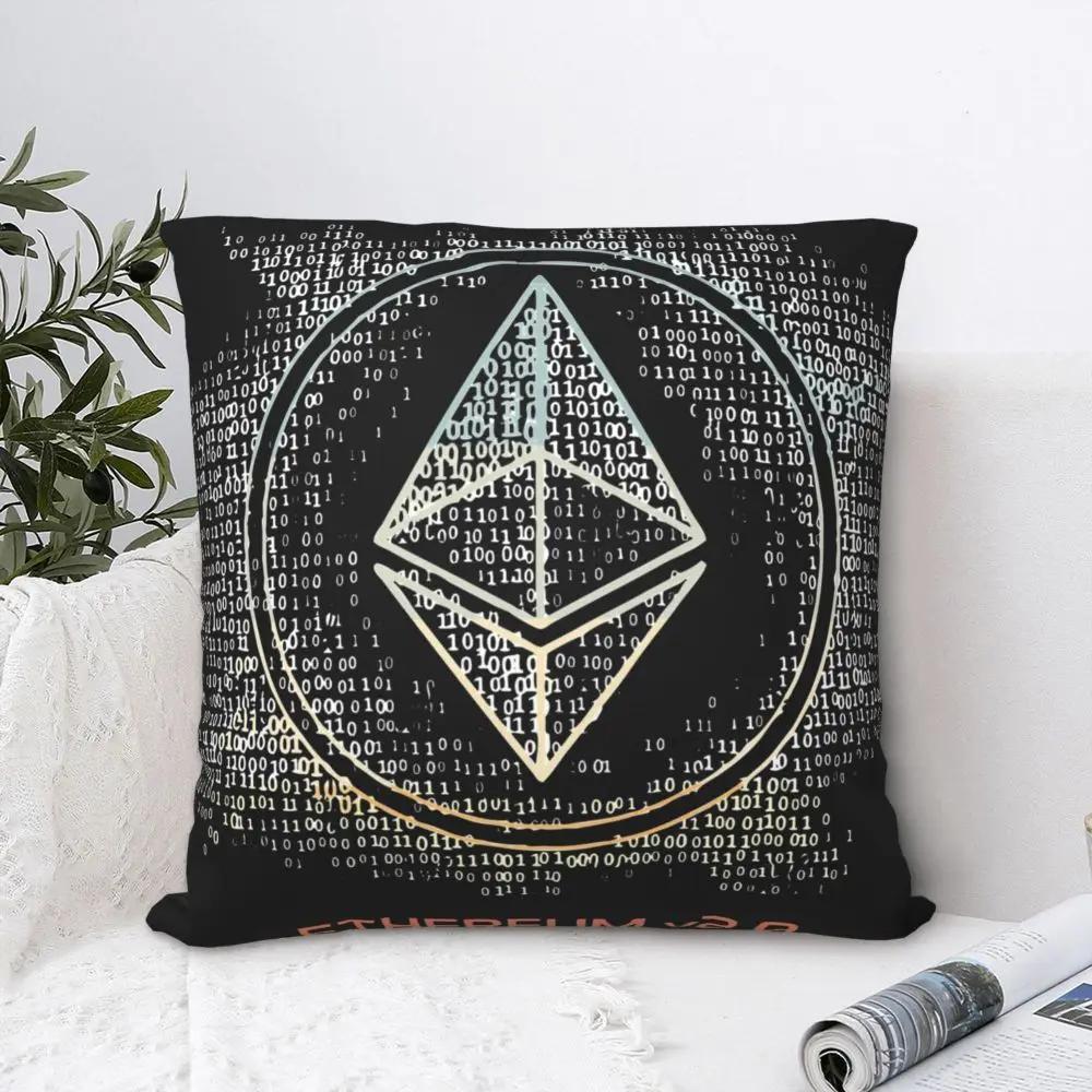 Ethereum ETH Crypto Trader Pillowcase Printed Polyester Cushion Cover Decor Bitcoin Pillow Case Cover Home Zippered