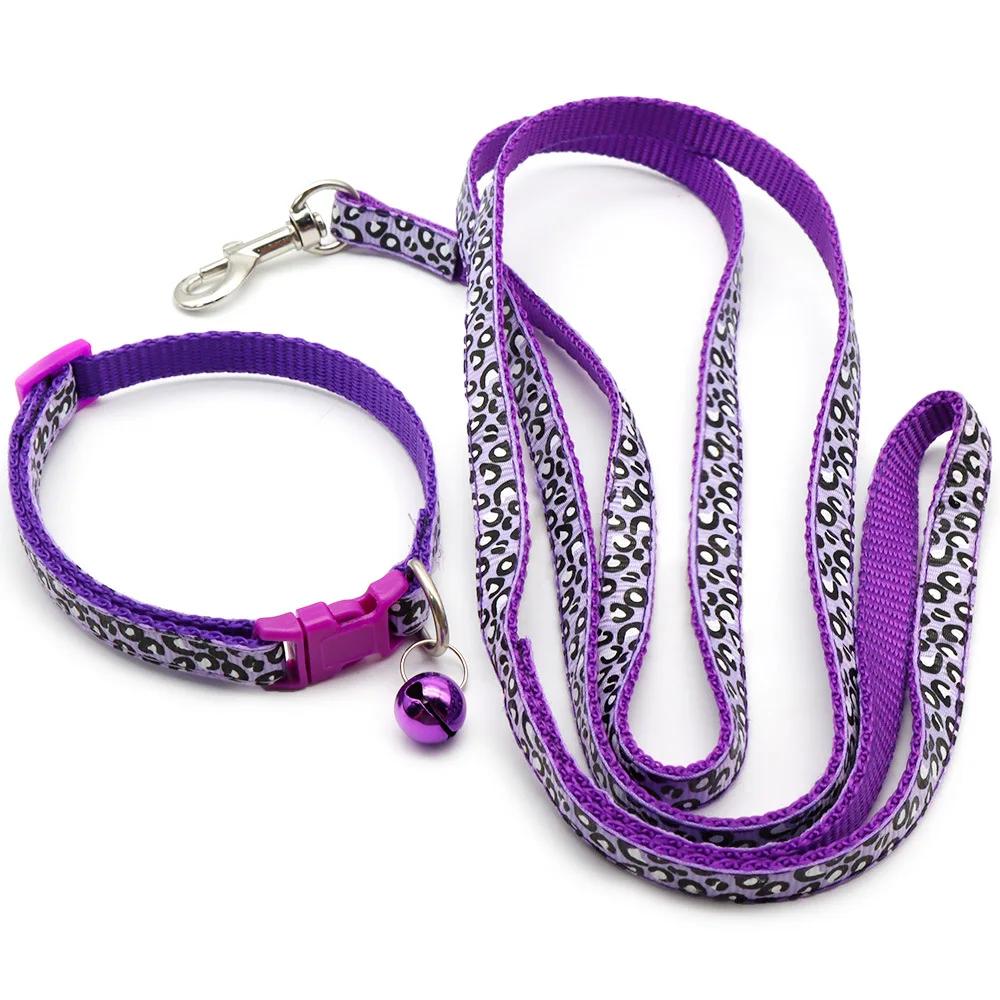 

1 шт. прекрасный поводок и ошейник для собак 1,2 м для щенков кошек тяговый трос ошейник для собак шлейка прочный прогулочный питомец анти-потеряшка фиолетовый