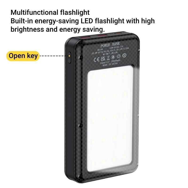 6*18650 Power Bank Bateriový Box Duální USB Typ C Nabíjecí Skořepina s kempingovými světly 20000mAh Externí Pouzdro Power Banky Úložný Box na Nabíjení Baterií