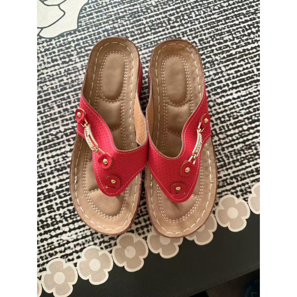 Ladies' Wedge Sandals -with Arch Support,Breathable,Solid Casual and Formal Daily Comfortable Slippers, Comfortable Flip Flops, Outdoor Beach Slippers