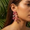 European and American Jewelry Ins Fashion Candy Color Dopamine Diamond Earrings, Geometric Irregular Fringed Earrings