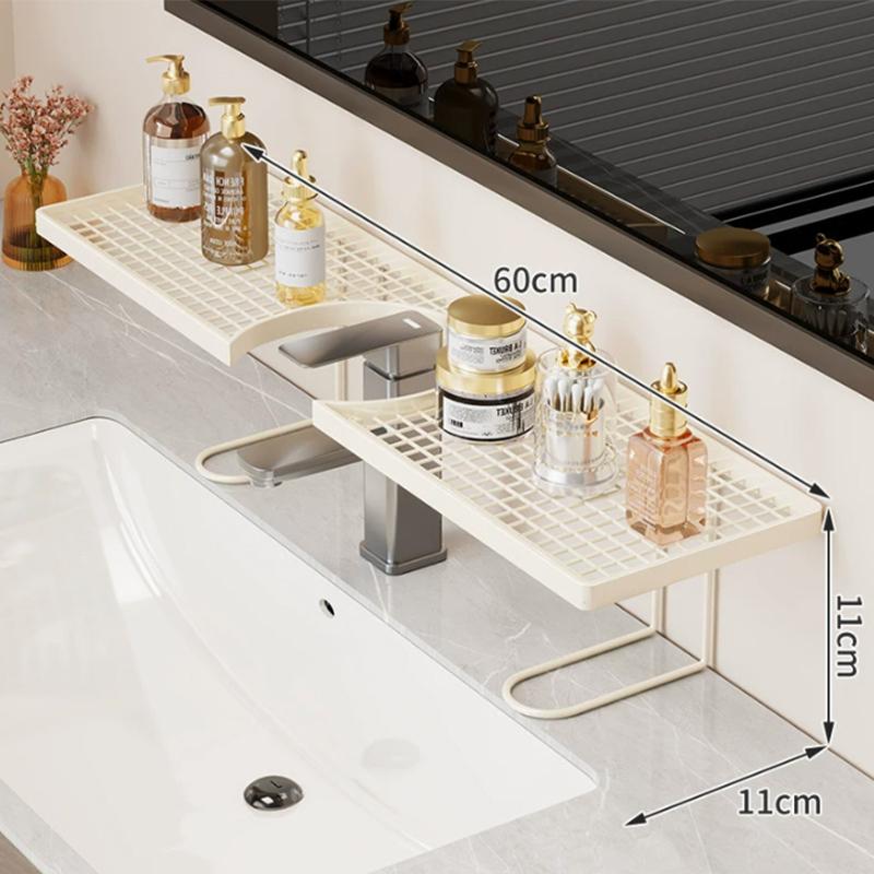 Over Faucet Sink Storage Shelf Large Punch-free Capacity Waterproof Holder for Bathroom Toiletries Kitchen Dishwashing Supplies