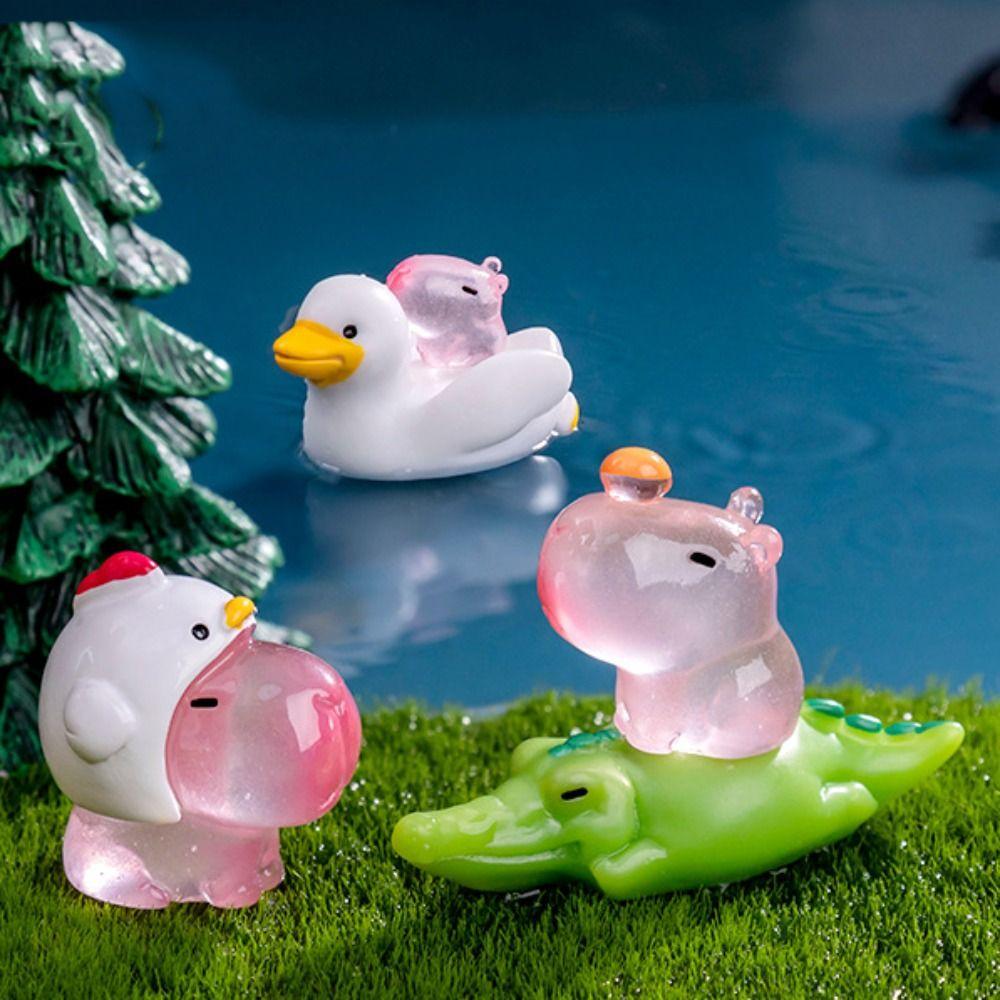 Gör-det-själv-tillbehör Lysande Kapybara-staty Tecknad Mini-djur Figuriner Fest Festival