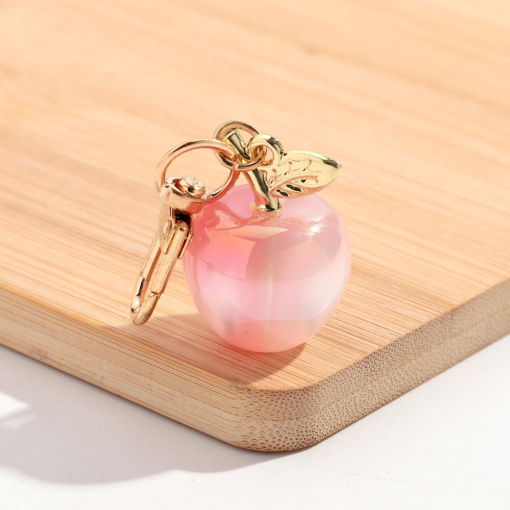 Trendy Christmas Apple Resin Pendant Keychain Bag Charms for Women Cute Decoration Iridescent Jewelry Accessories Keyring Gift