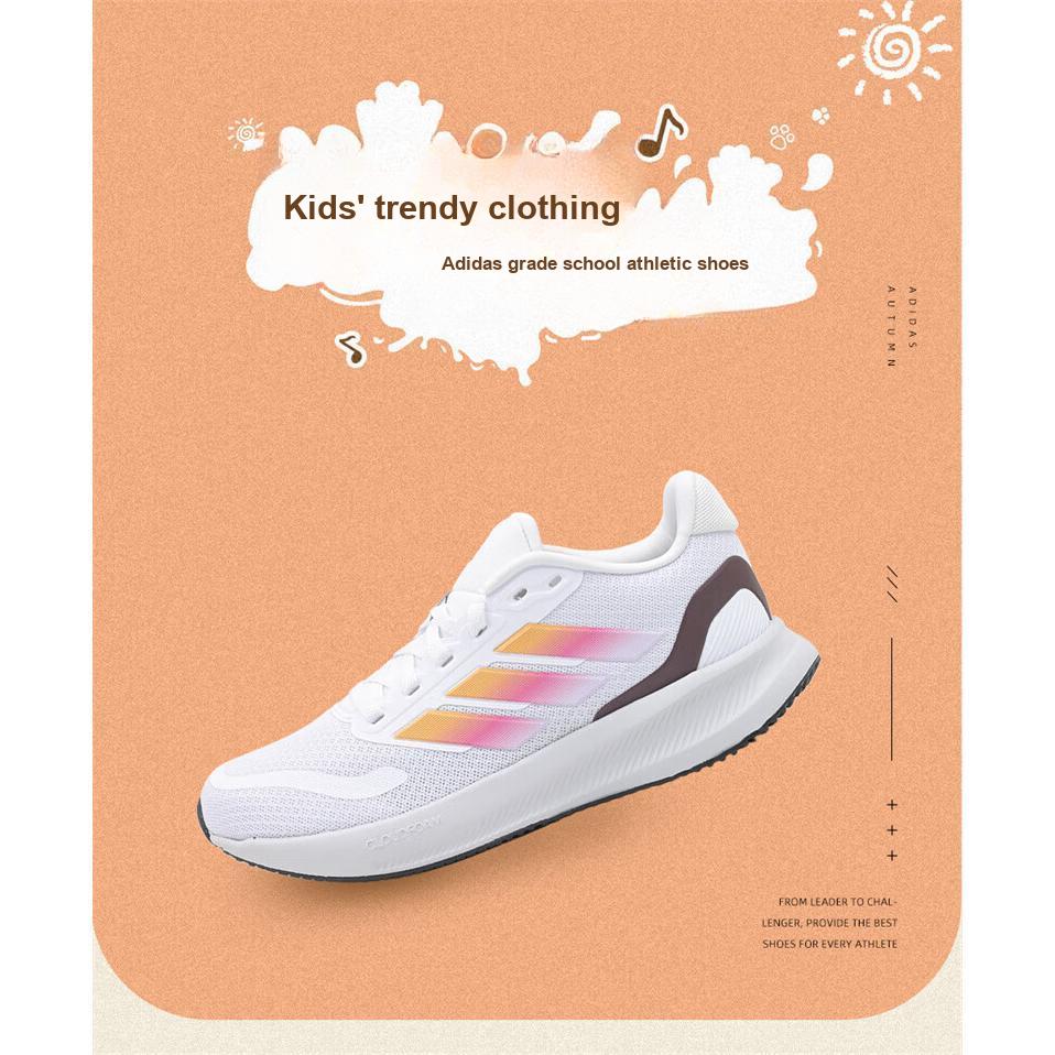 Adidas Runfalcon 5 PU Fabric Comfortable Versatile Non-Slip Durable Low-Top Kids Running Shoes Kids Running Shoes White Orange IE8588