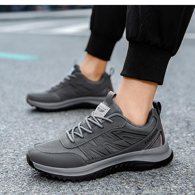 OULYLAN Travel Casual Shoes Men Comfortable Lightweight Sneaker PU Mesh Instep Anti Slip Soft Sole Outdoor Sports Shoes