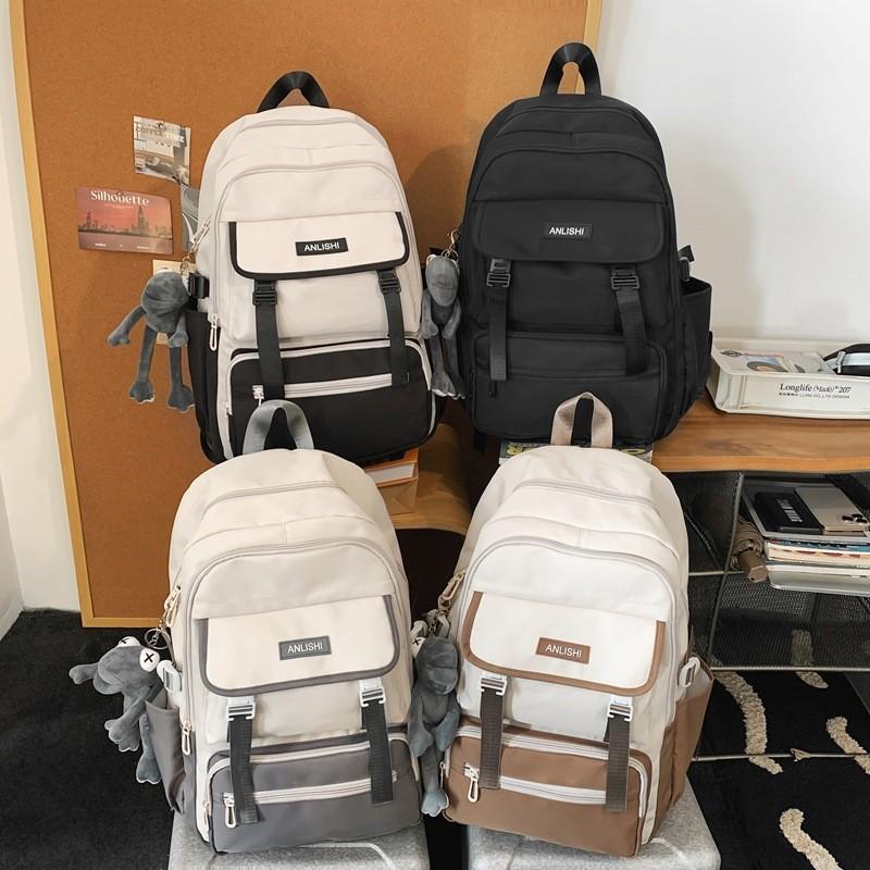 Modern Casual Backpack With Bold Letter Pattern And Padded Shoulder Straps For School Use