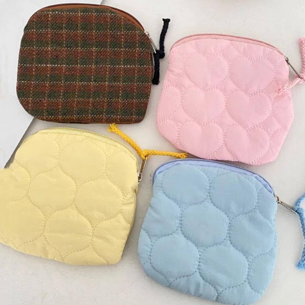 

Single Layer Cotton Storage Purse Plaid Zero Wallet Gift Sanitary Napkin Pouch Work жёлтый