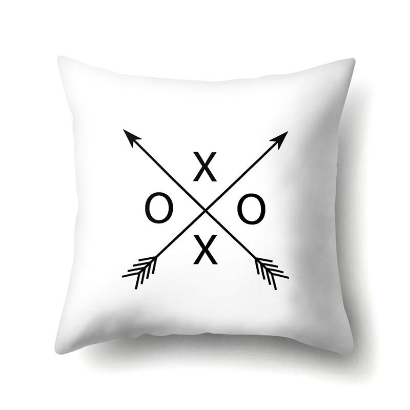 Polyester Pillow Case Car Decoration Home Printed Black and White Geometric Car Cushion Head Cushion Cover