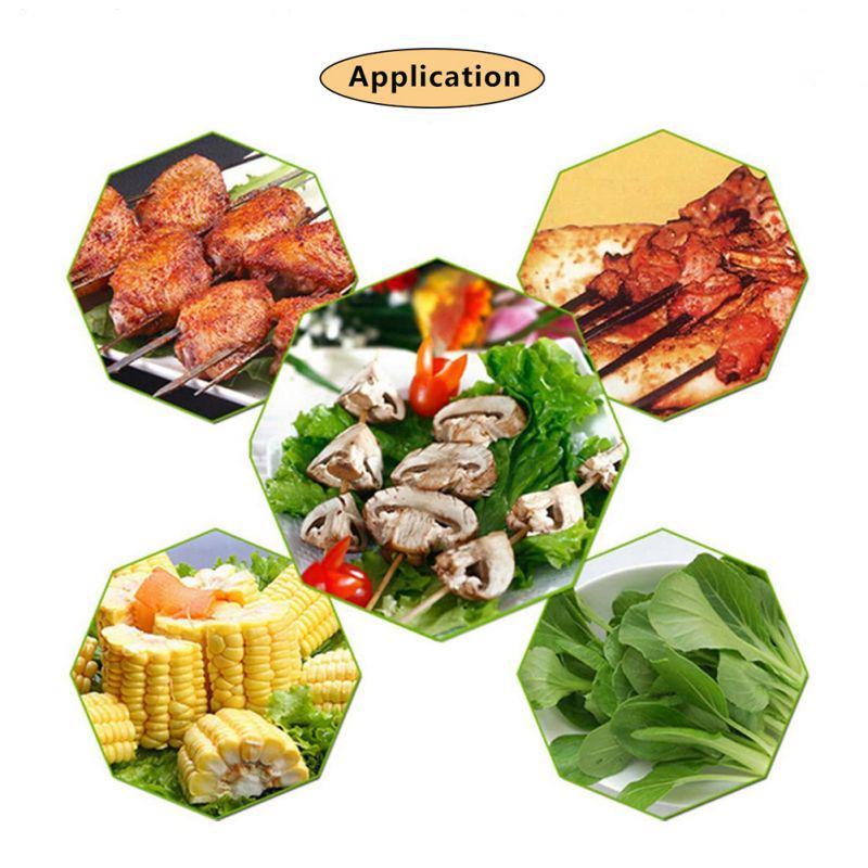 12 szt. patyczków do grilla ze stali nierdzewnej z drewnianym uchwytem 30 cm okrągły patyczek z drewnianym uchwytem z tykwy skręcony metal