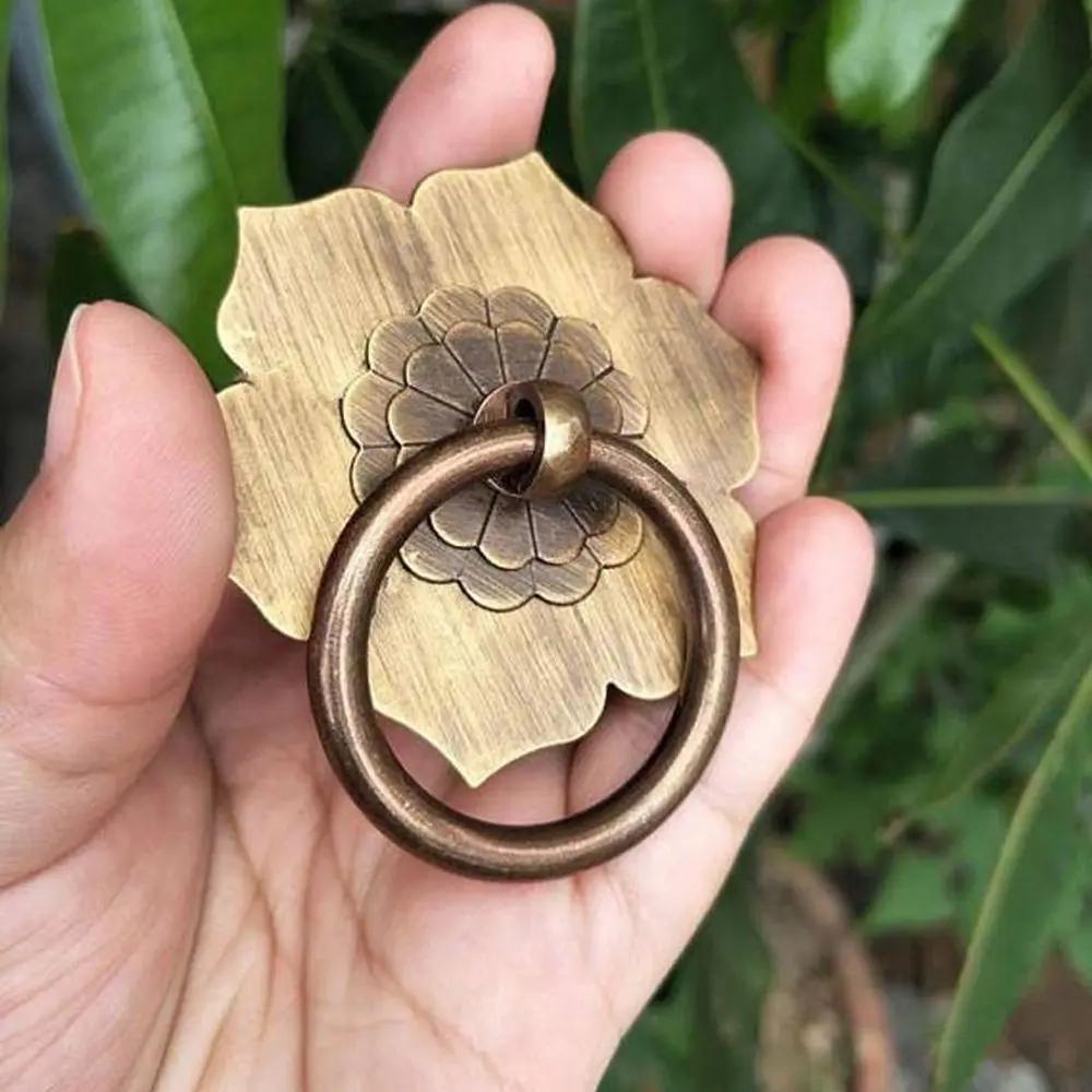 

Antique Bronze Brass Door Handles Drawer Cupboard Knob Dresser Cabinet Drop Ring Pulls Wall Hanging Hooks Furniture Hardware Smaller Ring антична бронзова кольору