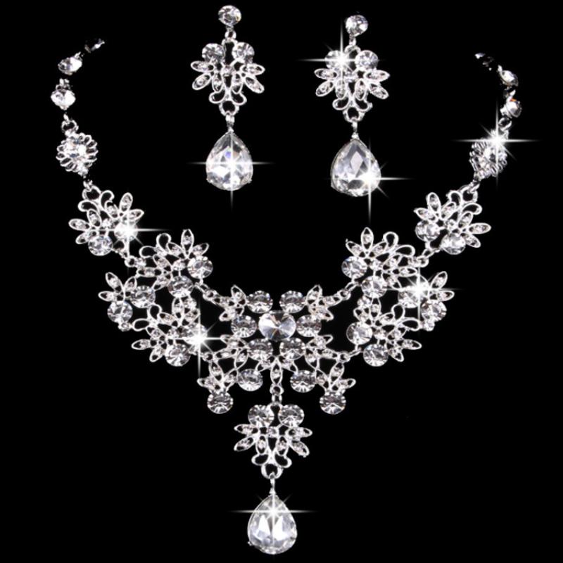 

Fashion Butterfly Big Tear Drop Necklace Earring Set червоний