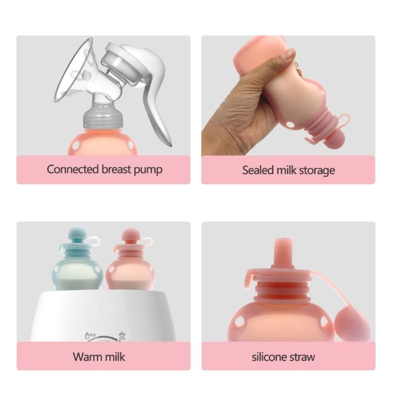 150ml Refillable Baby Food Storage Bag Silicone Milk Congee Pouch Leakproof Organiser Squeeze Storage Container