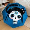 1PC Sugar Skull Cat Auto Folding Umbrella - Compact 8-Rib Design, Durable Plastic & Iron, Lightweight for Outdoor Daily Use097