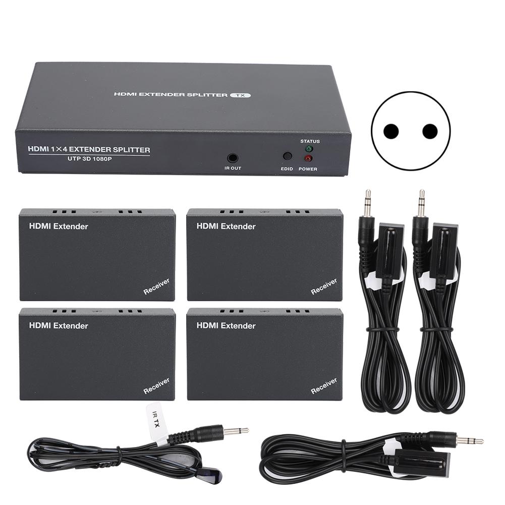 

1 в 4 выхода 1080P 50 метров HD передача EDID IR 3D сигнал HDMI удлинитель EU Plug