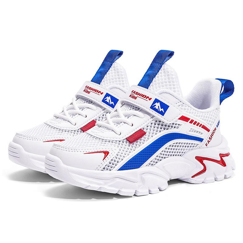 Middle-aged and older children's white breathable sneakers, little white shoes, primary school students' new boys' shoes, boys' autumn children's net