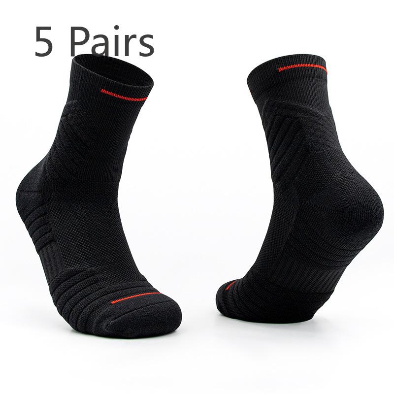 5 Pairs Men's Summer Professional Training Mid Calf Breathable Mesh Quick Dry Sports Socks