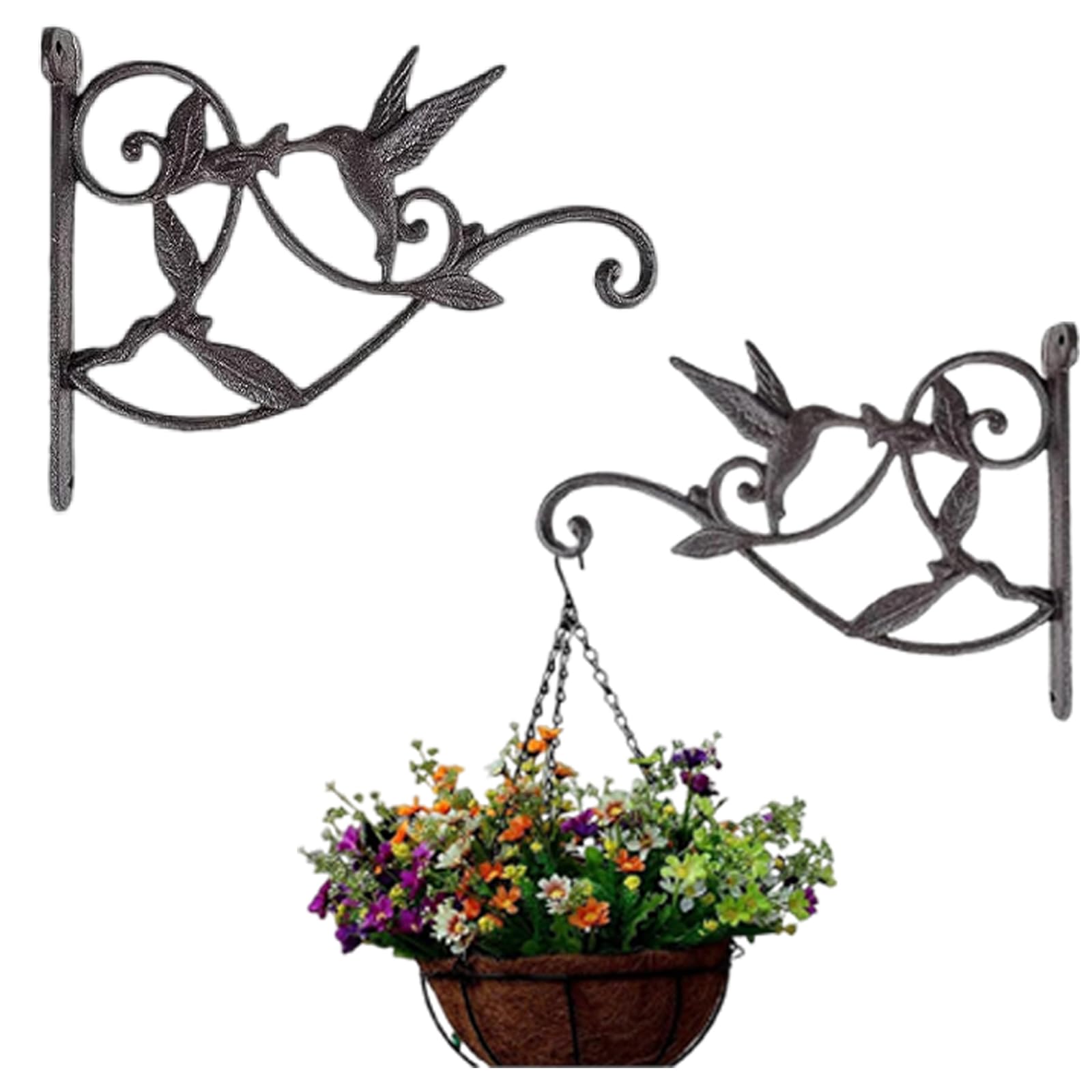 

DEWEL Hanging Planter Hanging Planter Set of Wall Garden Potted Plant Easy to Screws Iron Hanging Plant Wind Flower Hanging Lanterns Hooks, Hooks, чорний