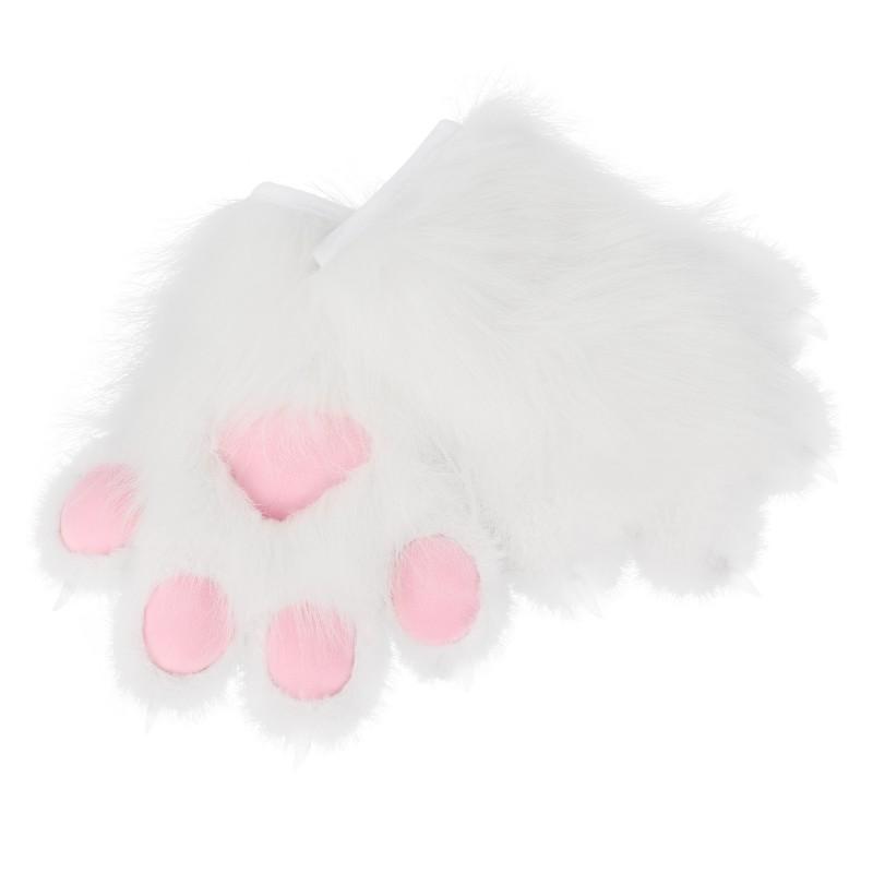 Furry Costume Paw Gloves Cosplay Performance - Soft Plush Animal Claw Hands With Fabric Pads Anime Convention Accessory