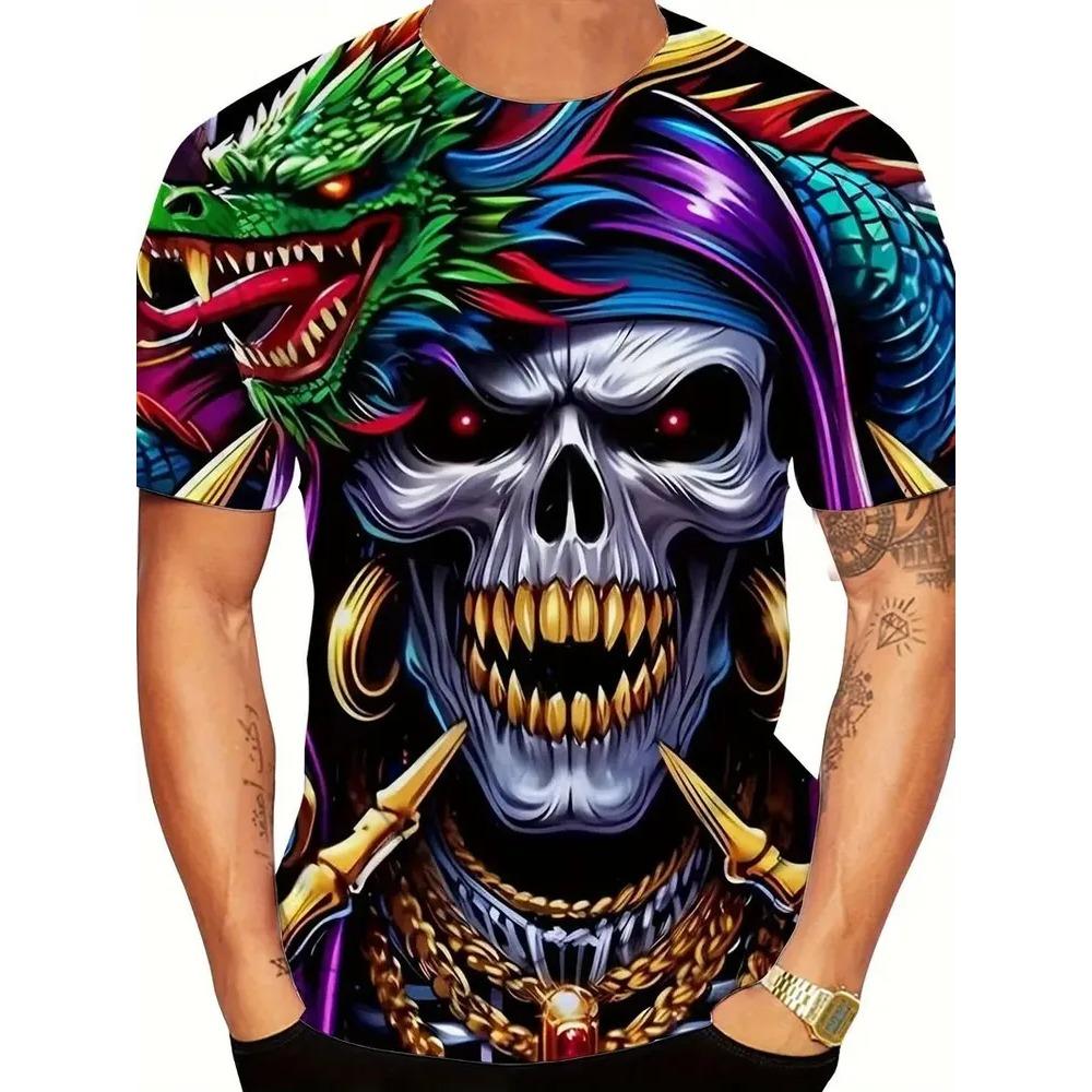 Summer Creative 3D Printed Short Sleeved T-shirt Fashionable Comfortable Soft Breathable Large Loose Mens T-shirt