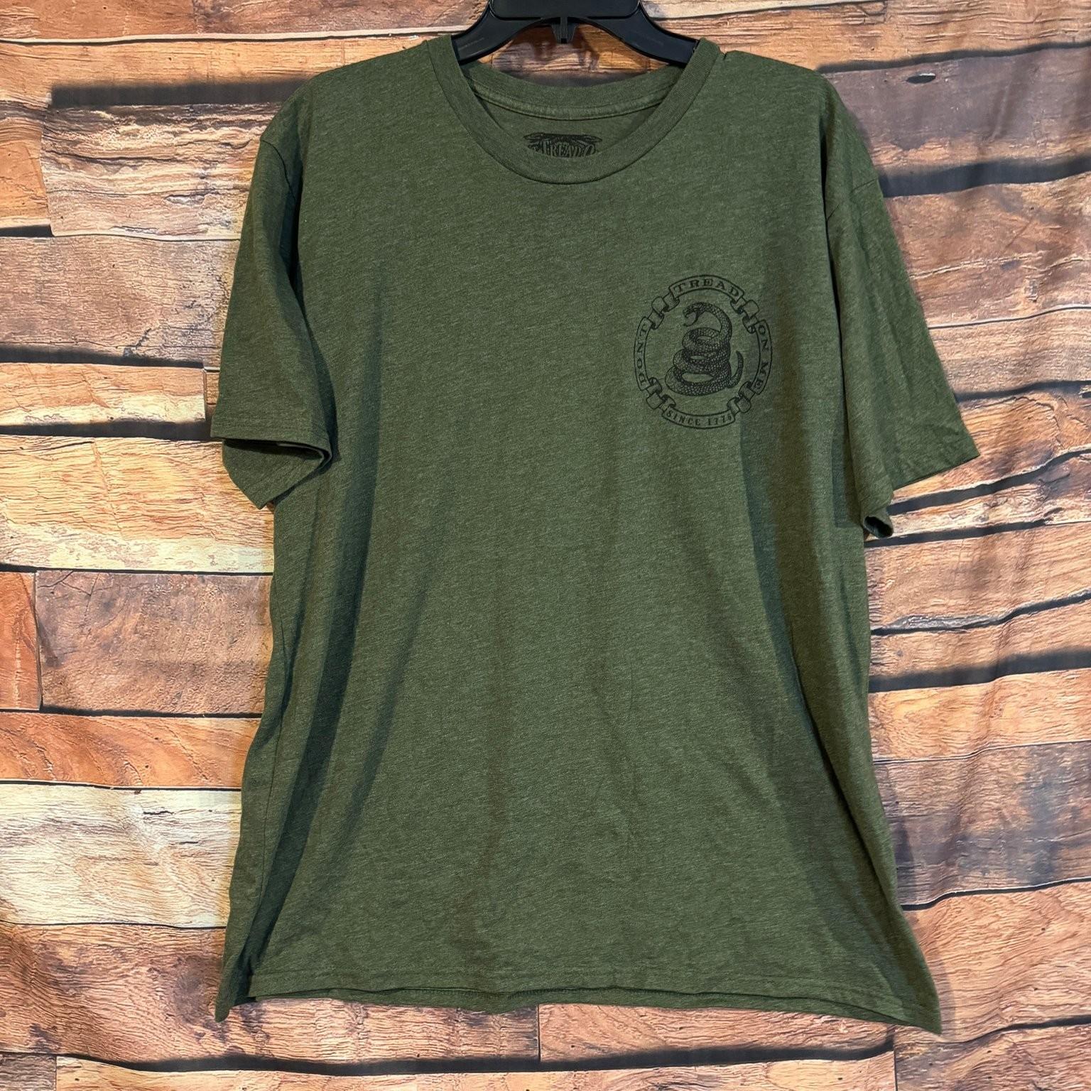 Don t Tread On Me Men s XL Olive Green Cotton Poly Blend Graphic Tee Unisex T-Shirt L
