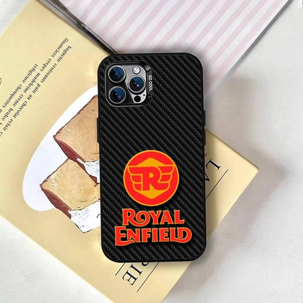 R-ROYALS E-ENFIELDs Logo Phone Case For iPhone 17,16,15,14,13,12,11 Plus,Pro Max,XS,Colored Silver Plated Inside Cover