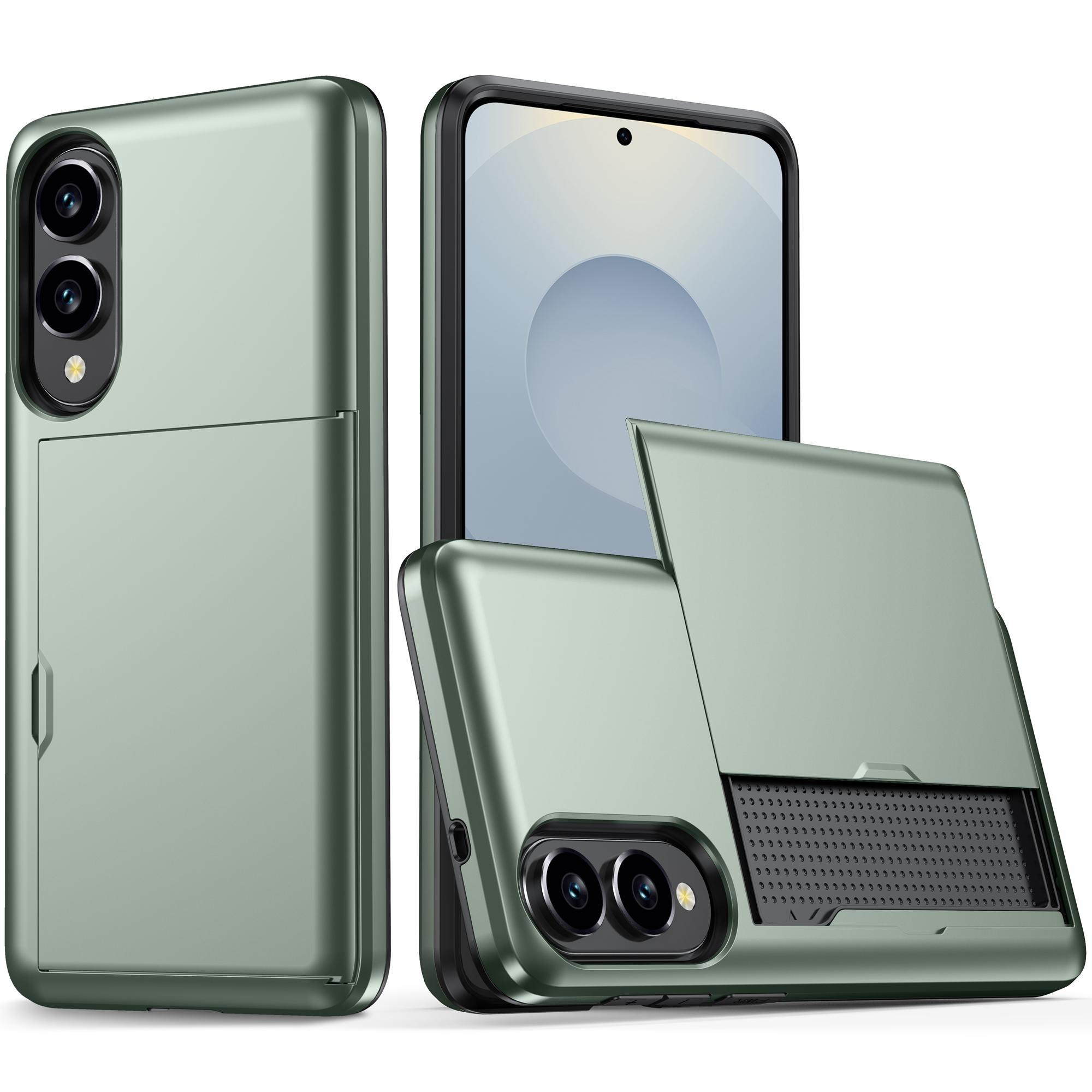 

For Samsung Galaxy S25 Edge Case with Card Holder TPU+PC Phone Back Cover Army Green