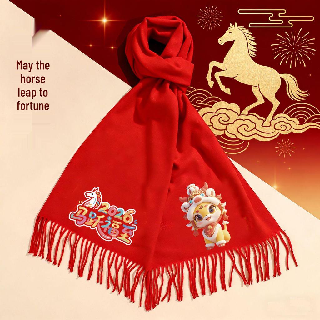Roter Schal mit individuellem Logo für das Firmenjubiläum - Sonderveranstaltung zum Jahr des Pferdes