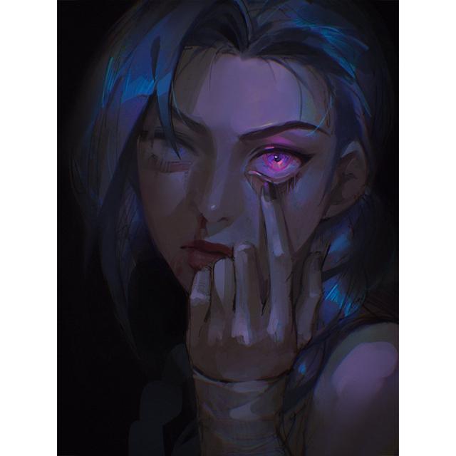 Frame of Solid Wood Arcane League of Legends Poster Game Role Jinx V Jess Yasuo Canvas Painting Wall Painting Painting Bar Home Decor Individual Color