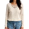 Women's T-Shirt Vintage Floral Print Round Neck Loose Long Sleeve Mid-Length Thumb Leak Top