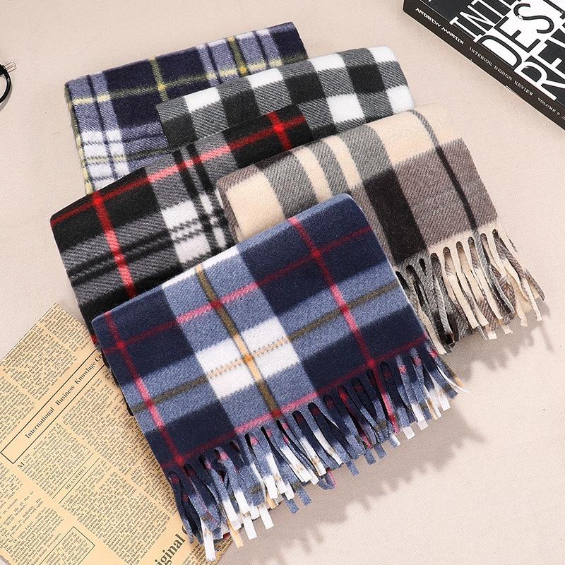 Autumn and Winter Classic Plaid Double-sided Velvet Gift Scarf Exhibition Night Market Men's Stall Warm Scarf Women's Shawl