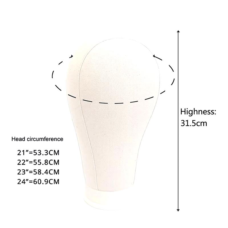 Canvas Wig Head Wig Stand 21-24Inch Mannequin Head For Hairstyling Displaying Making Wig Stand With Head Wig Supports Holder