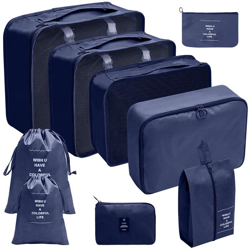 Travel Storage Set: Foldable Toiletry, Makeup, Clothes, Shoes, Digital Accessories, and Drawstring Luggage Bags.