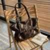 Womens Casual PU Leather Tote Bag Belt Buckle Detail Stitch Accent Large Capacity Minimalist Daily Bag for Commute Travel Everyday Use Durable