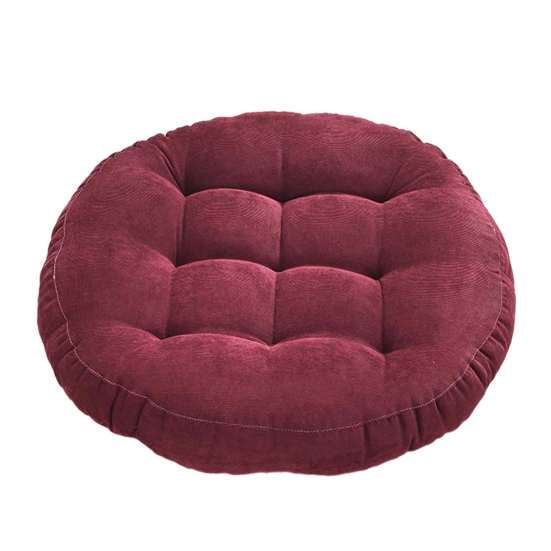 Stress Relief Hip Support Pillow Round Corduroy Chair Cushion, 16.5 Inch Ultra Soft Seat Pad, Plump Bread Style Cushion Washable for Floor Reading