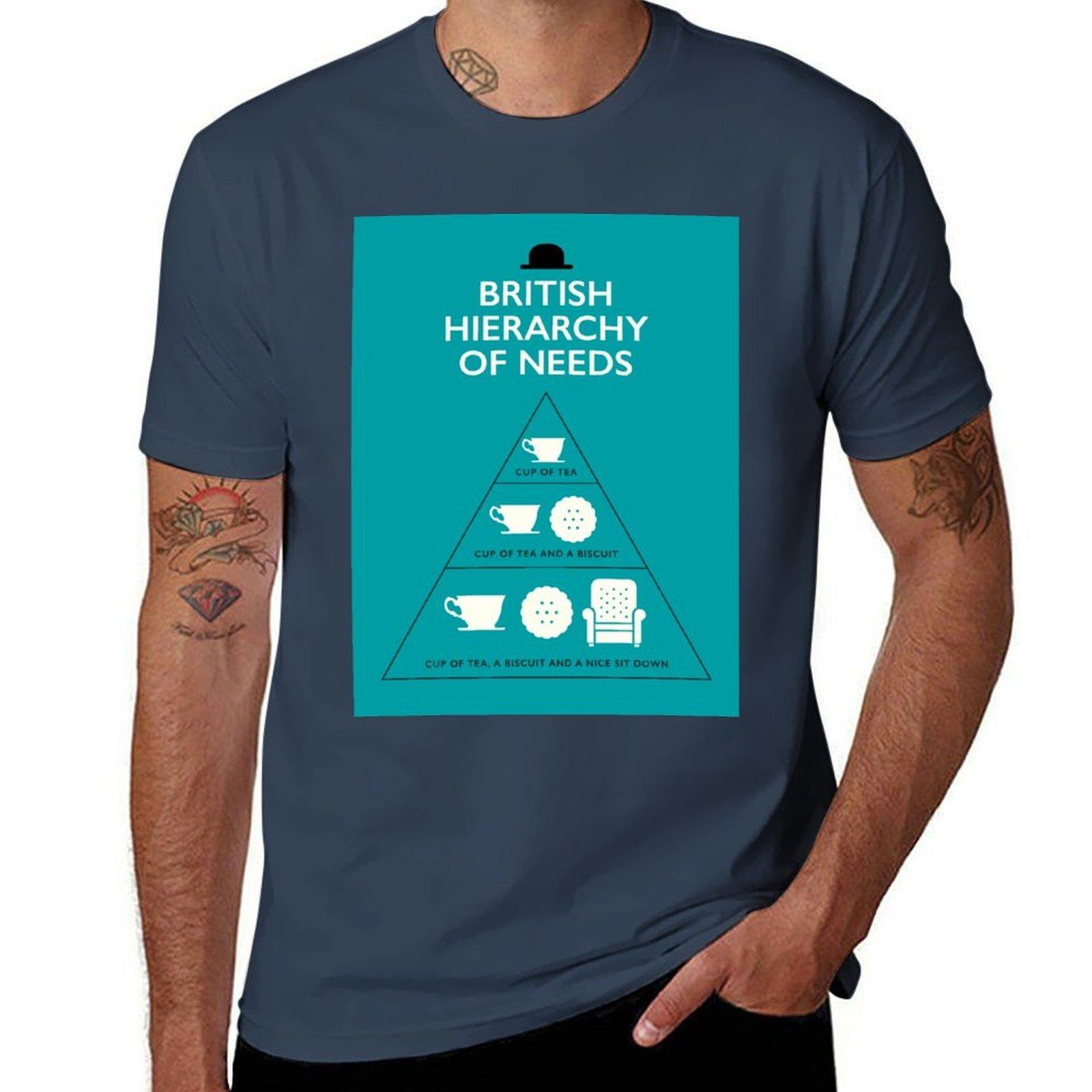 British Hierarchy of Needs Blue TShirt Plus Size All Match Tee Shirt S