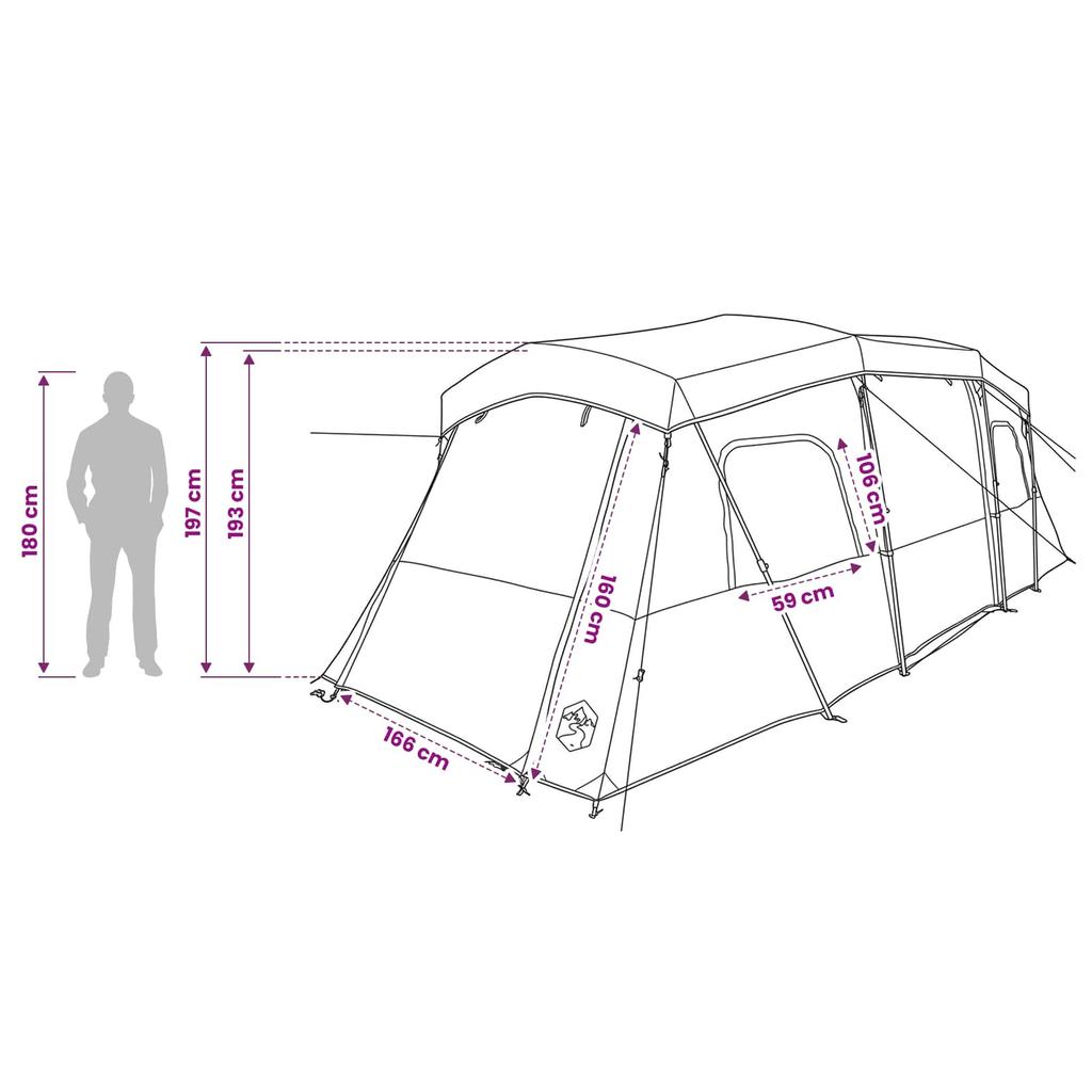 3 Person Instant Tent with Rainfly Green 185T Polyester with PU Coating
