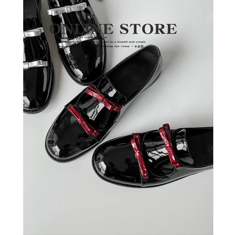 

Натуральная кожа корейская версия нишевый дизайн двойной бант лоферы женские маленькие кожаные туфли весна и осень новые на низком каблуке универсальные одинарные туфли 40